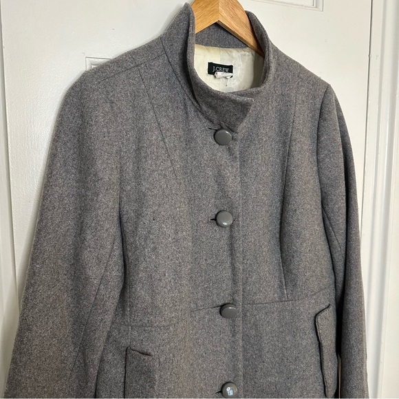 J CREW Carlin Gray Wool Coat Mock Neck Single Breasted Old Money Quiet Luxury 10 - Picture 3 of 8